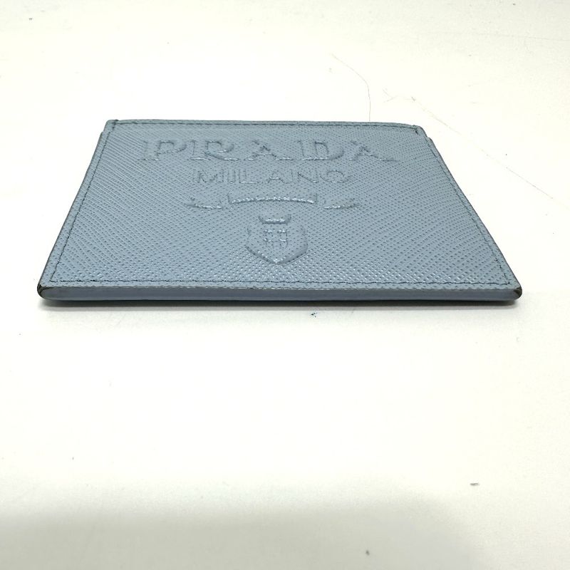 Prada Card Case with Embossed Logo 1 Mc025 Saffiano Leather Light Blue — view 4