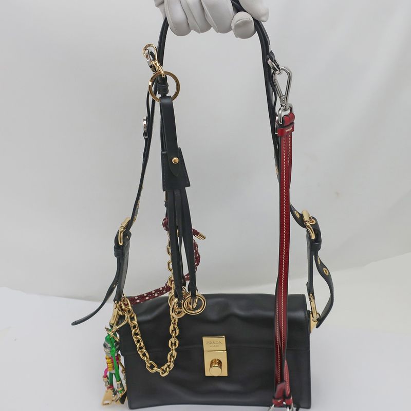Prada Soft Sound Small Leather Shoulder Bag With Charm 1 Bd379 — view 7
