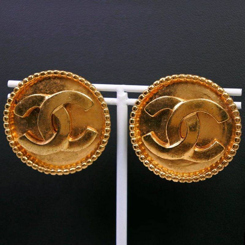 Chanel Coco Mark Gold Plated And Colored Stones 96 A 27.8 g Earrings — view 3