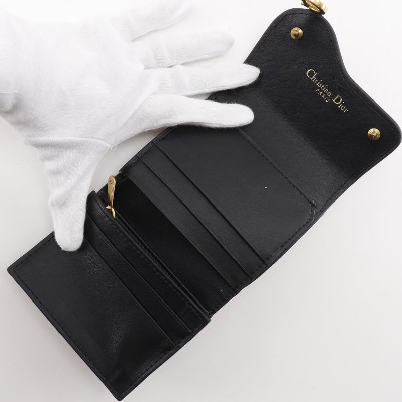 Dior Compact Wallet Calf Black Trifold — view 5