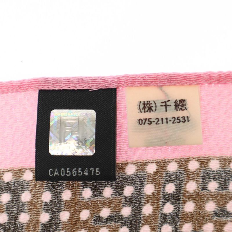 Fendichiso Cherry Blossoms Fuji and Tower Crepe Shawl Brownpink — view 2