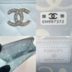 Chanel Quilted Card Case Ap3836 Light Blue Coco Mark Caviar Leather Coin — view 7