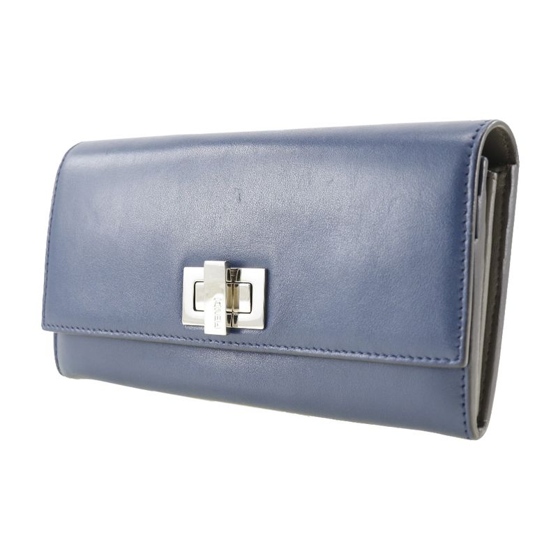 Fendi Peekaboo 8 M0377 Calf Navy Long Wallet — view 2