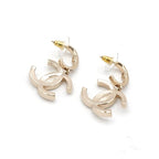 Chanel Earrings Gold Coco Mark Rhinestone Half Hoop — view 4