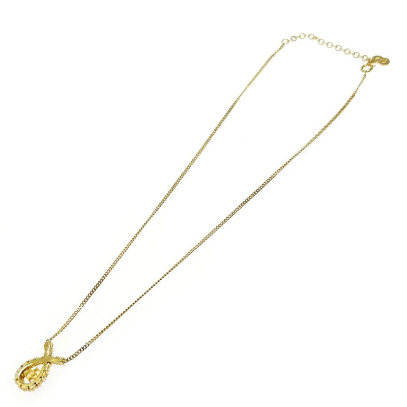 Christian Dior GP Rhinestone CD Logo Necklace Gold — view 5