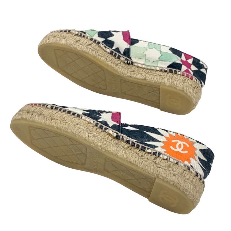 Chanel Flat Shoes Canvas Multicolor Coco Mark Espadrilles — view 6