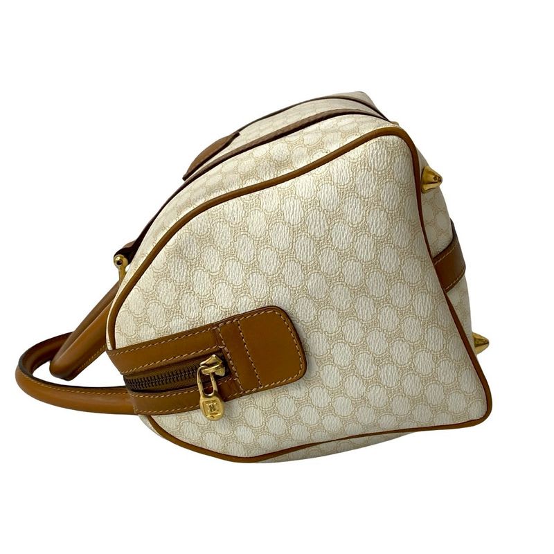 Celine Vintage Macadam Blason Triomphe Pattern Leather Handbag Mini Boston Bag