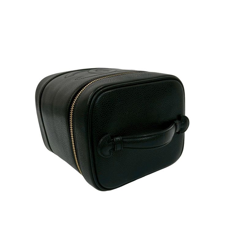 Chanel Caviar Leather Vanity Bag Mini Handbag Black 28298