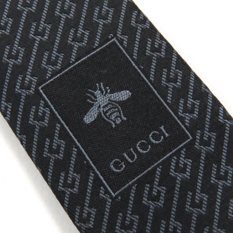 Gucci 100% Silk G Logo Regimental Stripe Necktie With 7 Sword Tip — view 5