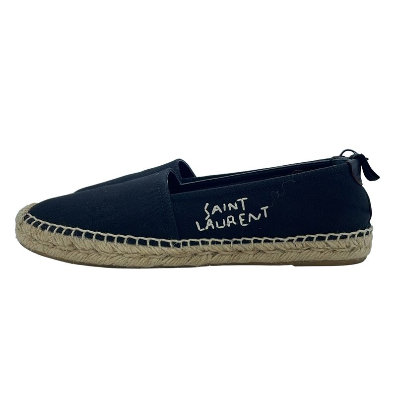 Saint Laurent Paris 17 SS Logo Embroidered Espadrilles Shoes Gup80 Black — view 2