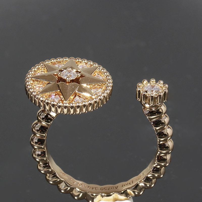 Dior Rose De Van Pave Diamond Ring 750 18K Pink Gold Box And Paper E1112 — view 3