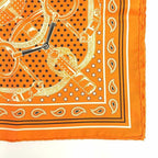 Hermes Carre 55 Apron D'or Golden Spur Silk Scarf Orange — view 3