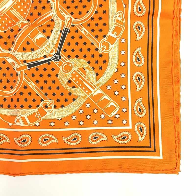 Hermes Carre 55 Apron D'or Golden Spur Silk Scarf Orange — view 3