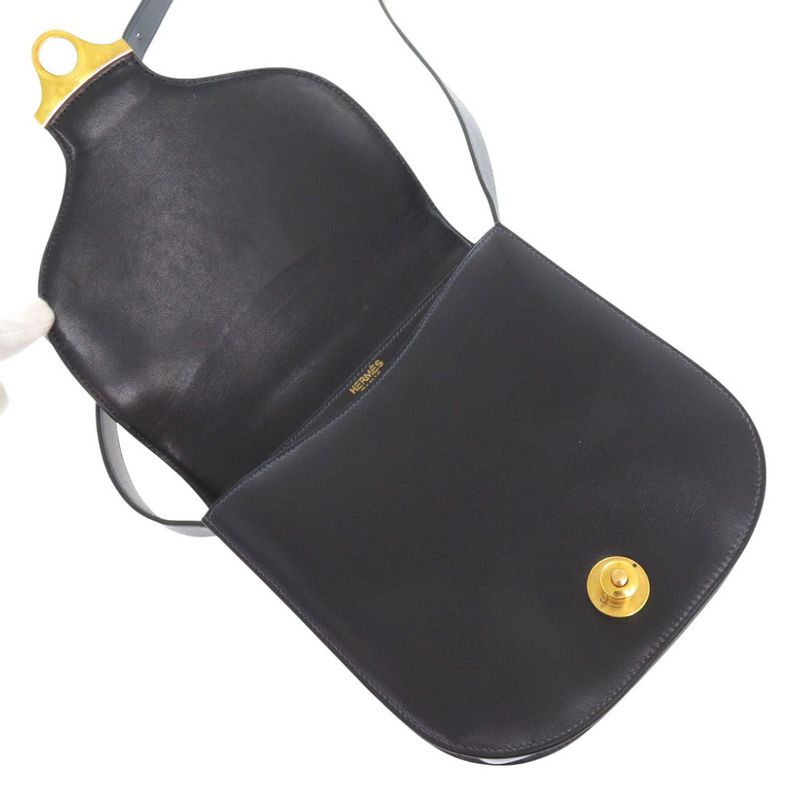 Hermes Vintage Box Calf Black Shoulder Bag 0816 — view 6