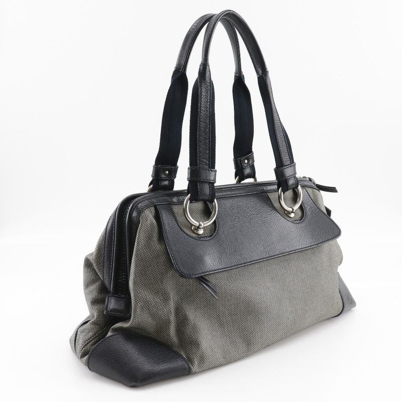 Bottega Veneta Canvas And Leather Gray Black Tote Bag — view 3