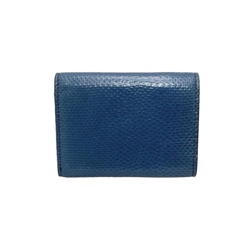 Fendi Trifold Compact Wallet 8 Blue Gold Hardware — view 2