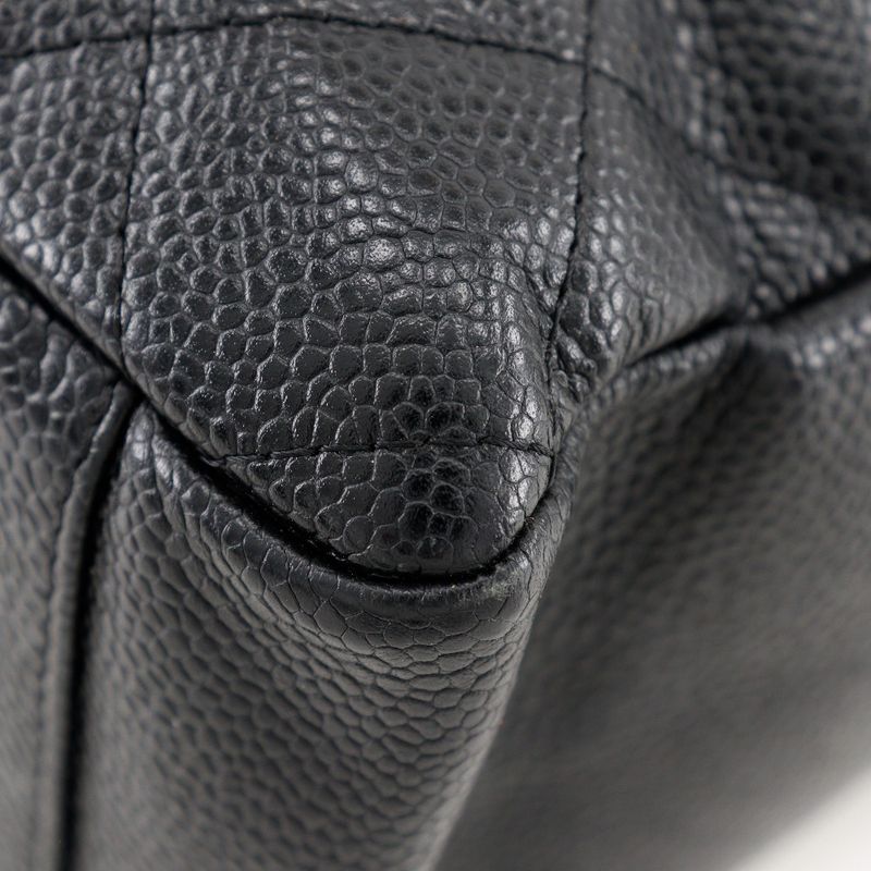 Chanel Petite Shopping Tote PST Chain Quilted Caviar Leather Black Shoulder Bag — view 4