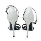 Louis Vuitton Sandals Shoes Leather White Silver Logo Strap — view 5