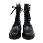 Fendi Rococo Boots Short Shoes Leather Fabric Black Ivory Brown Zucca — view 2