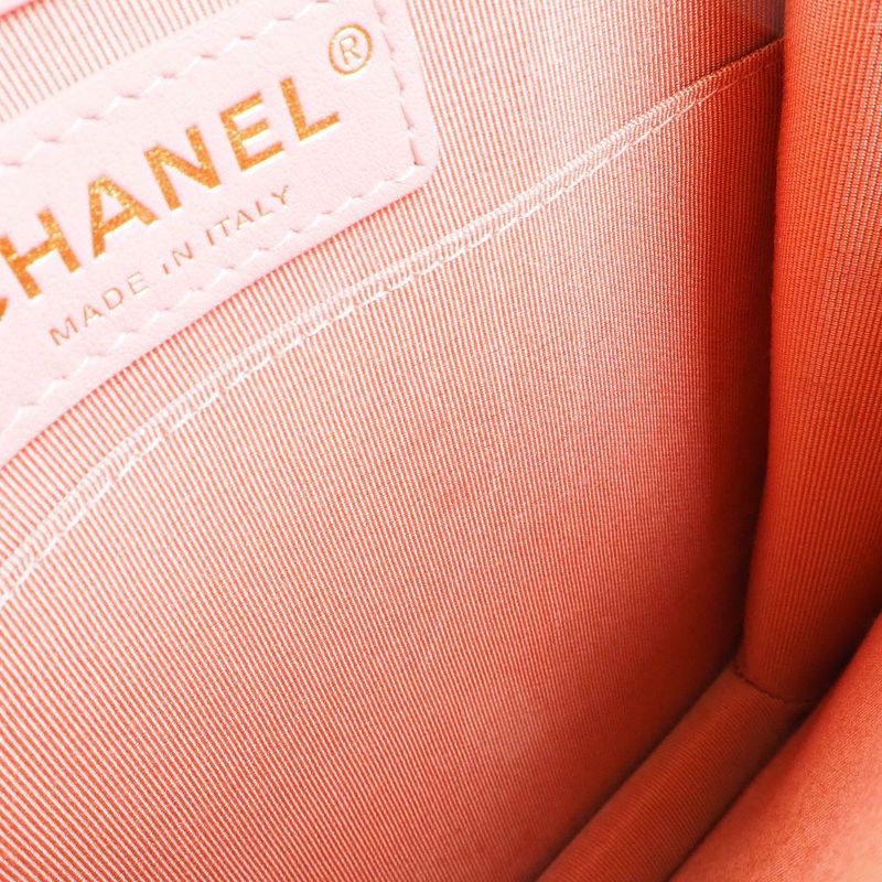 Chanel Chain Shoulder Boy As0130 Tweed And Lambskin Pink — view 7