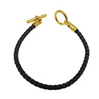 Hermes Bracelet Leather Glenan Black Gold Hardware Size — view 5