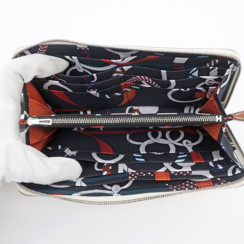 Hermes Azap Long Silk-in Epson Cles Silver Hardware Ivory-lea — view 6