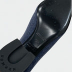 Hermes Volver Boots Short Shoes Knit Leather Blue Black Exlibris Sock — view 9