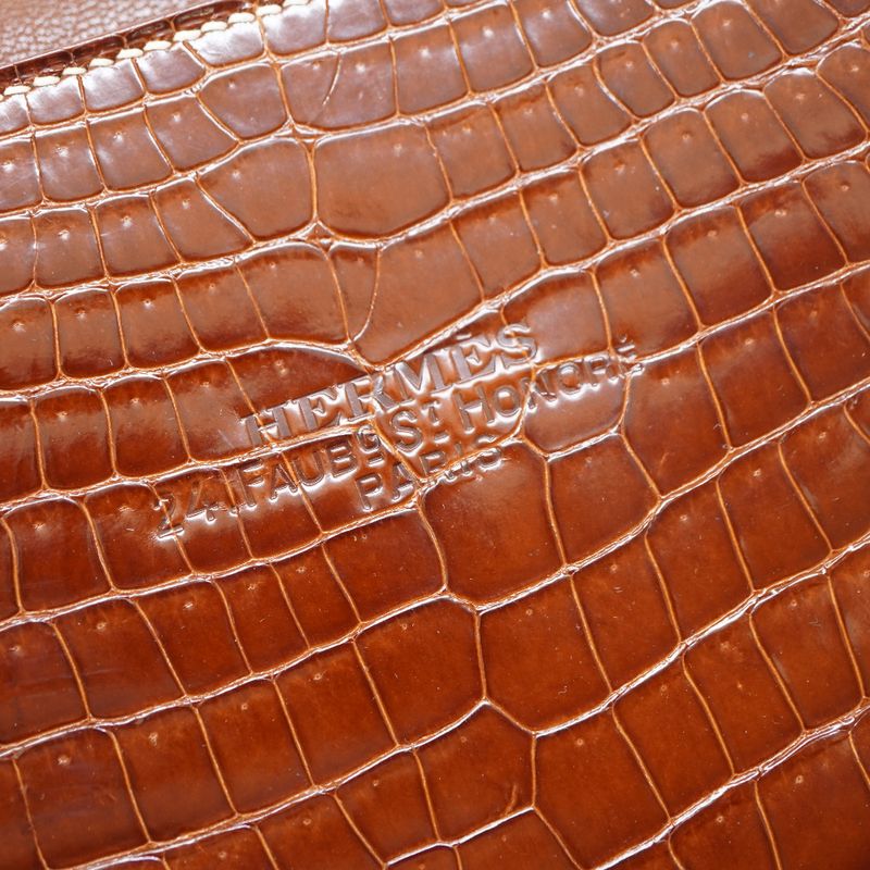 Hermes Lucy PM Tote Bag Niloticus Leather Brown 0125 — view 3