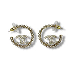 Chanel Hoop Earrings Coco Mark Logo Cc Rhinestone 2025 C25 P Gold Hardware — view 8