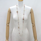 Chanel 3 Coco Mark Long Chain Necklace Pearl Multicolor Stone — view 5