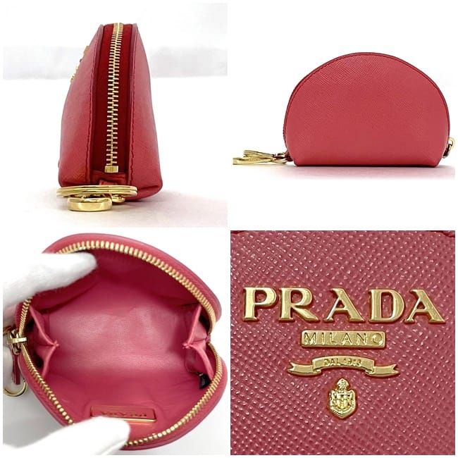 Prada Coin Case Pink 1 M1218 Saffiano Leather — view 2