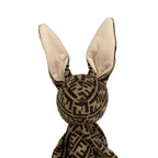 Fendi Kids Toy Doudou Bunny Rabbit FF Logo Brown — view 2