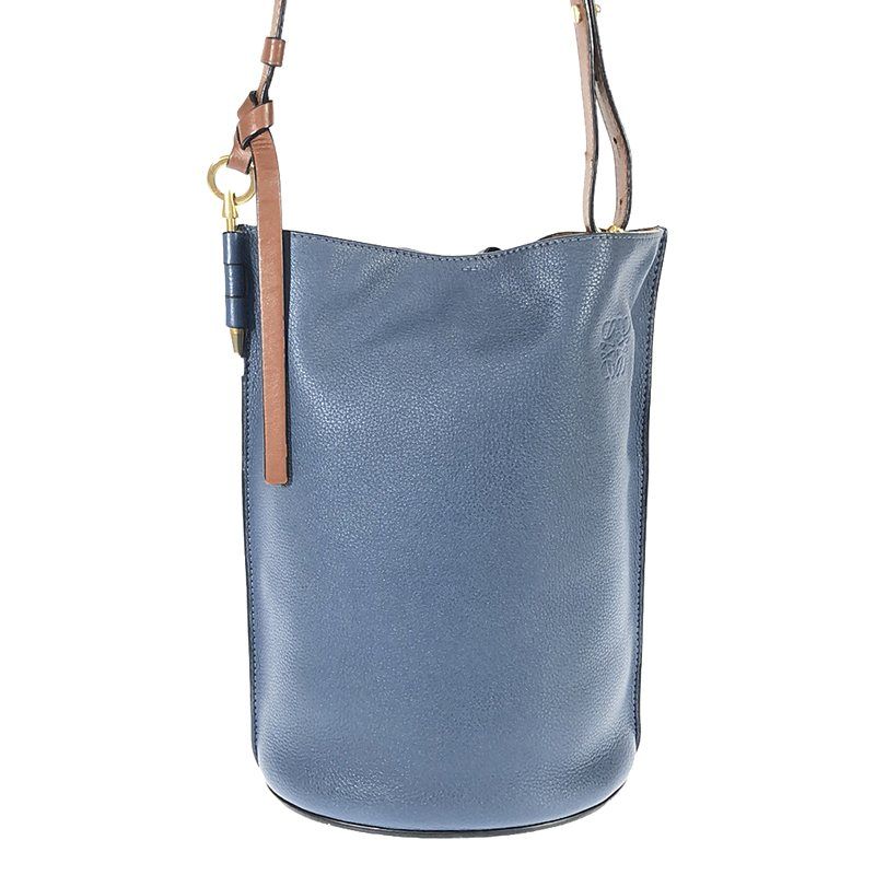 Loewe Gate Bucket Leather Shoulder Bag Navy — view 4