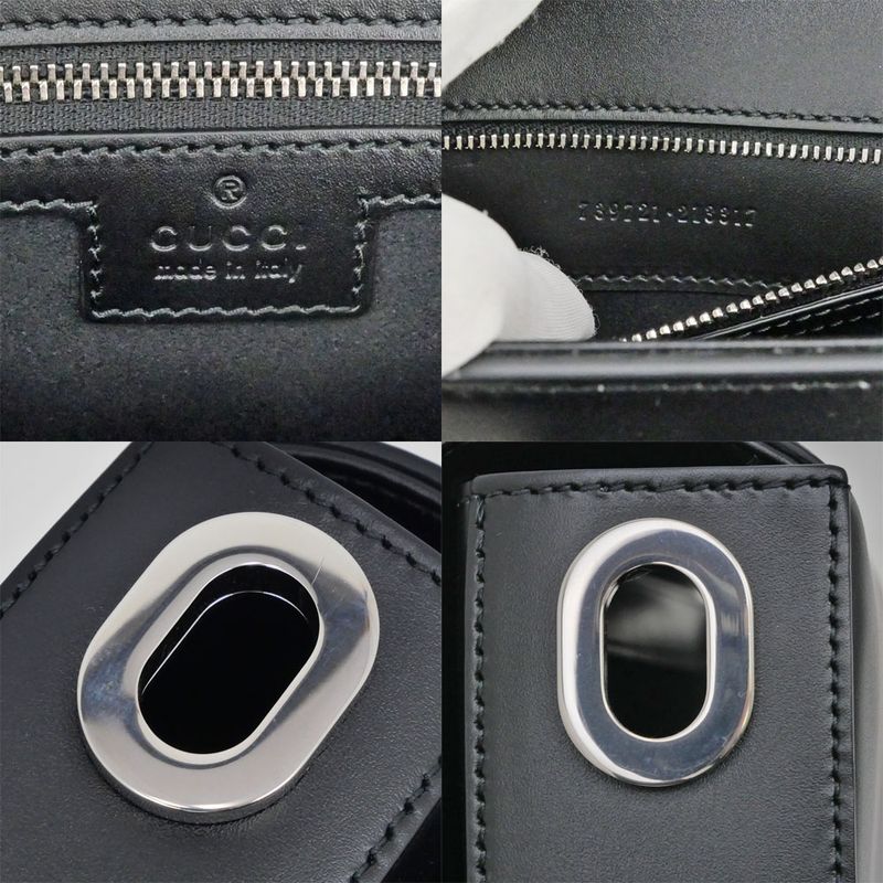 Gucci Clutch Bag Shoulder Leather Black — view 8