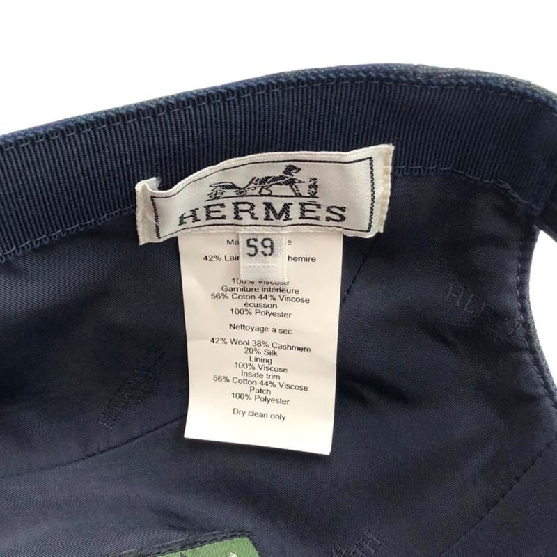 Hermes Casket Nevata Punk Corrige Wool Check Cap Hat 12169 — view 6