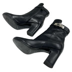 Hermes Boots Short Shoes Leather Black Silver Kelly Hardware — view 5