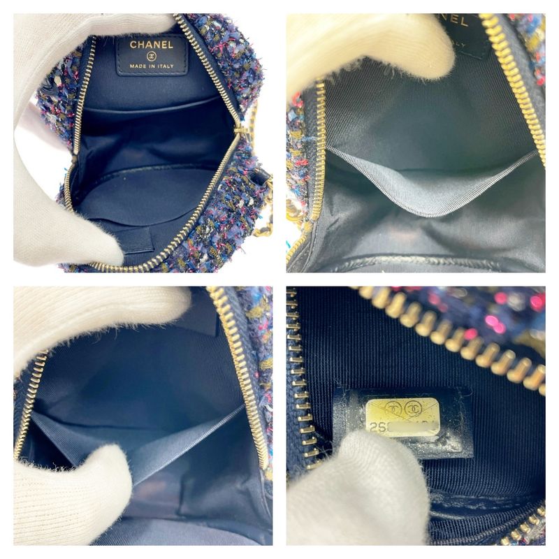 Chanel Tweed Round Chain Shoulder Bag Multicolor — view 9