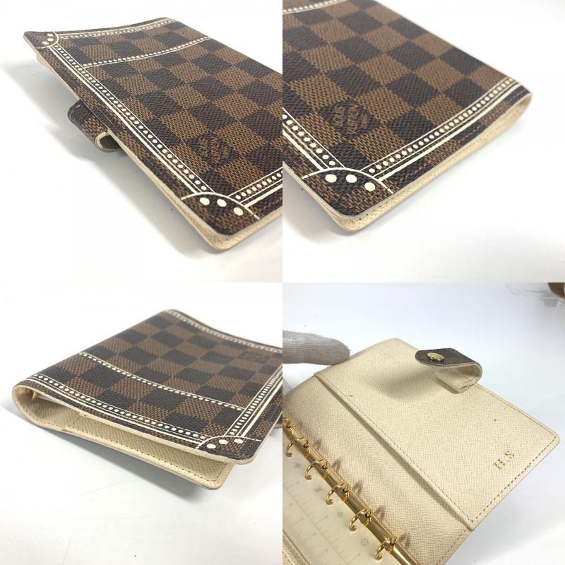 Louis Vuitton Notebook Cover Agenda PM Trunk Pattern Damier Canvas Ebene Brown — view 9