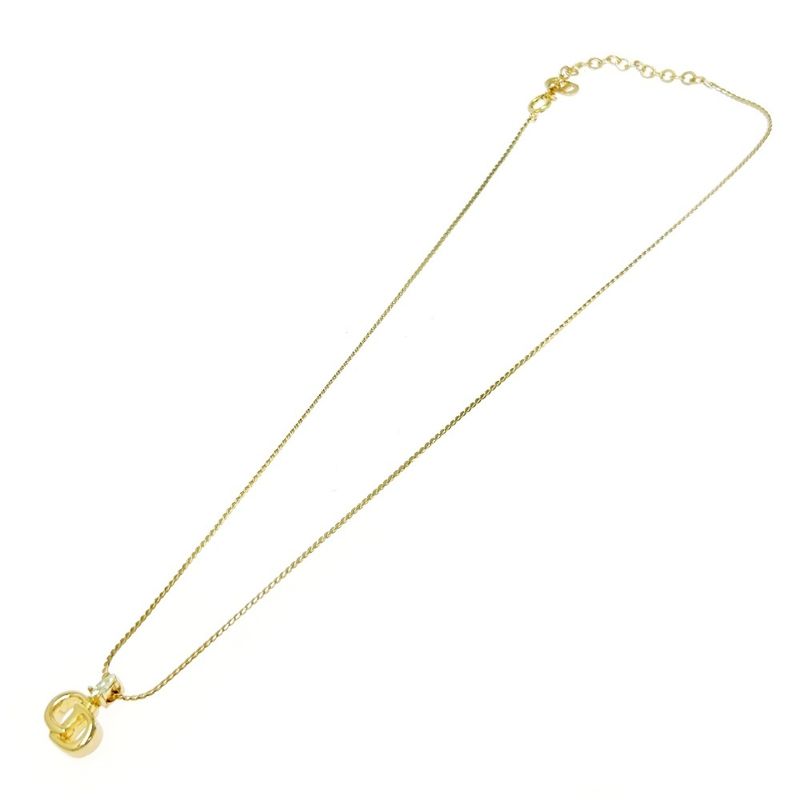 Christian Dior GP Rhinestone CD Logo Necklace Gold — view 4