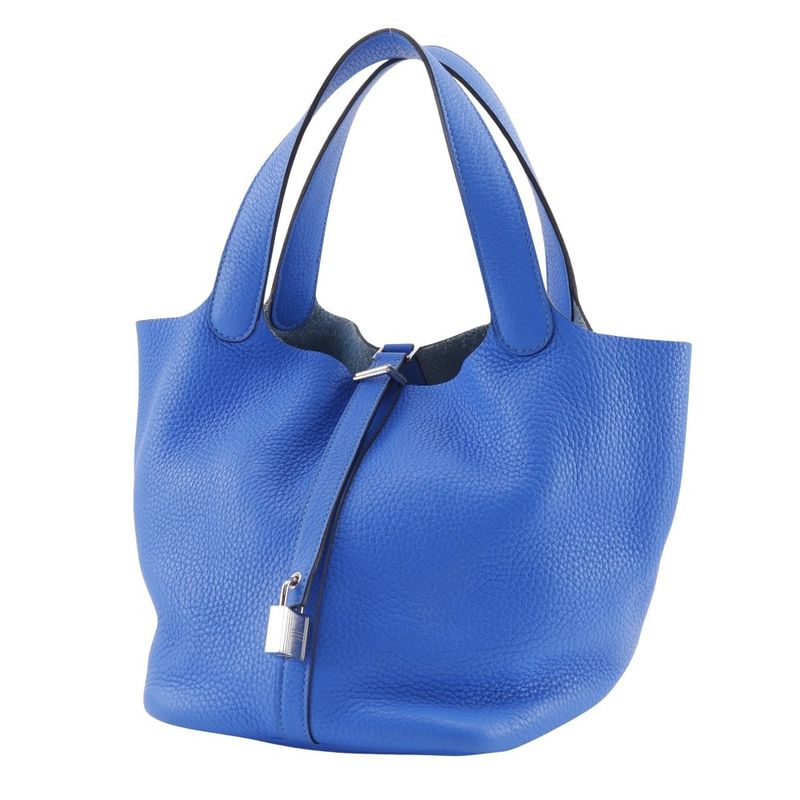 Hermes Picotin Lock MM Taurillon Clemence Blue Idylla Handbag — view 2