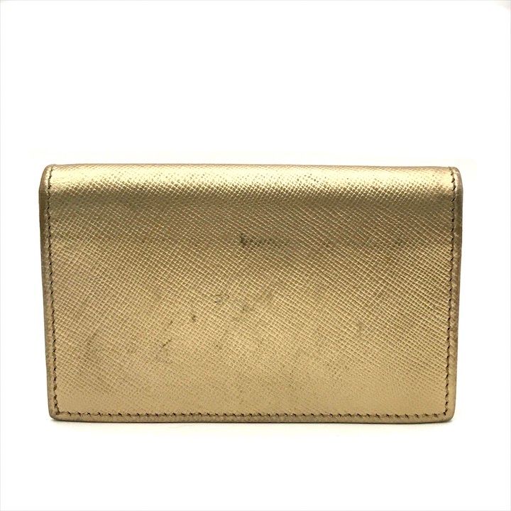Prada Saffiano Leather Bifold Card Case Gold — view 2