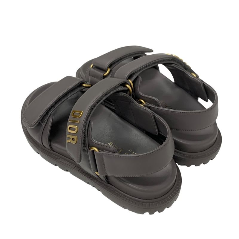 Christian Dioract Sandals Shoes Leather Gray Gold Logo Sports — view 4