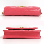 Chanel Quilted Chain Pochette Salmon Pink Cd0204 Gold Hardware Cuff — view 4