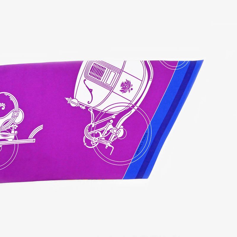 Hermes Maxi Twilly Exlibris Purple Blue Orange Silk Scarf — view 7