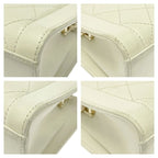 Chanel Quilted Leather Click Label Shoulder Bag White — view 7