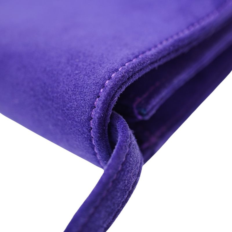 Hermes Vintage Dobris Shoulder Clutch Bag Purple 0 Suede 0058 — view 6