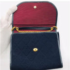 Chanel CC Logo Minimato Cotton Jersey Push Lock Chain Shoulder Bag Navy — view 7