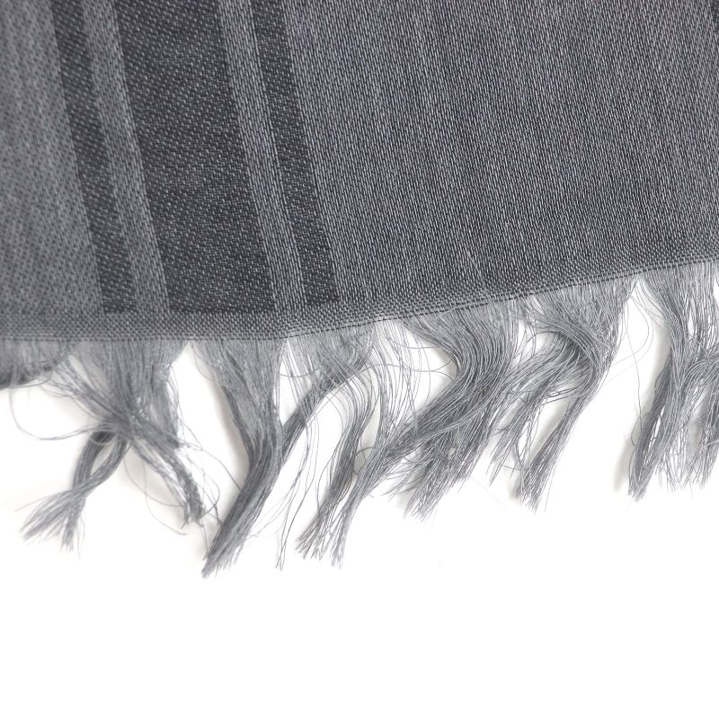 Gucci Wool Silk GG Logo Diamante Checked Fringe Stole Scarf Shawl Gray — view 4