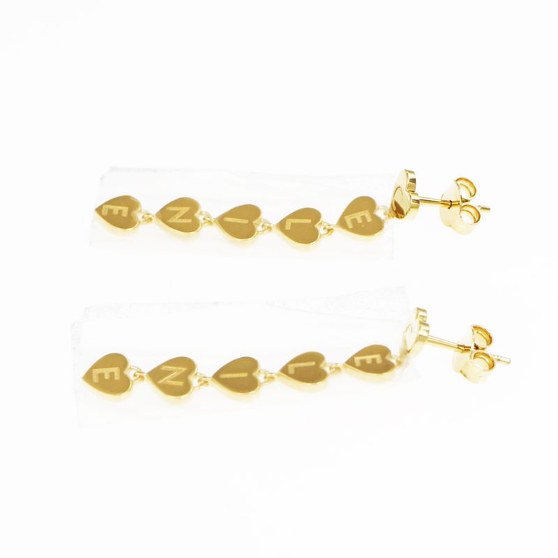 Celine Earrings Heart Logo Gold Color Pair Accessories Small Items — view 5