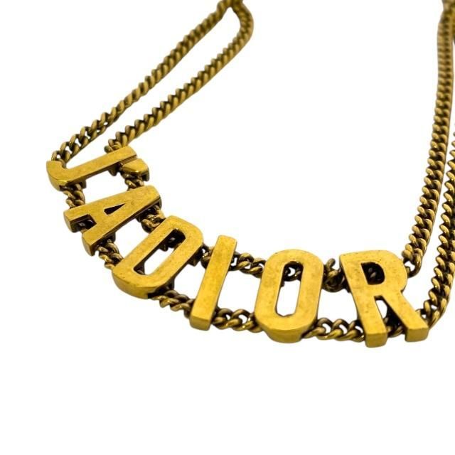 Christian Dior J'a 2 Chain Choker Necklace Antique Gold Metal — view 4
